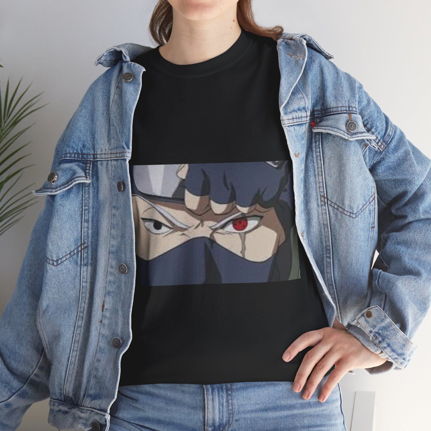 Anime Inspired Naruto - Kaskashi Hatake with Sharingan Unisex Heavy Cotton TShirt
