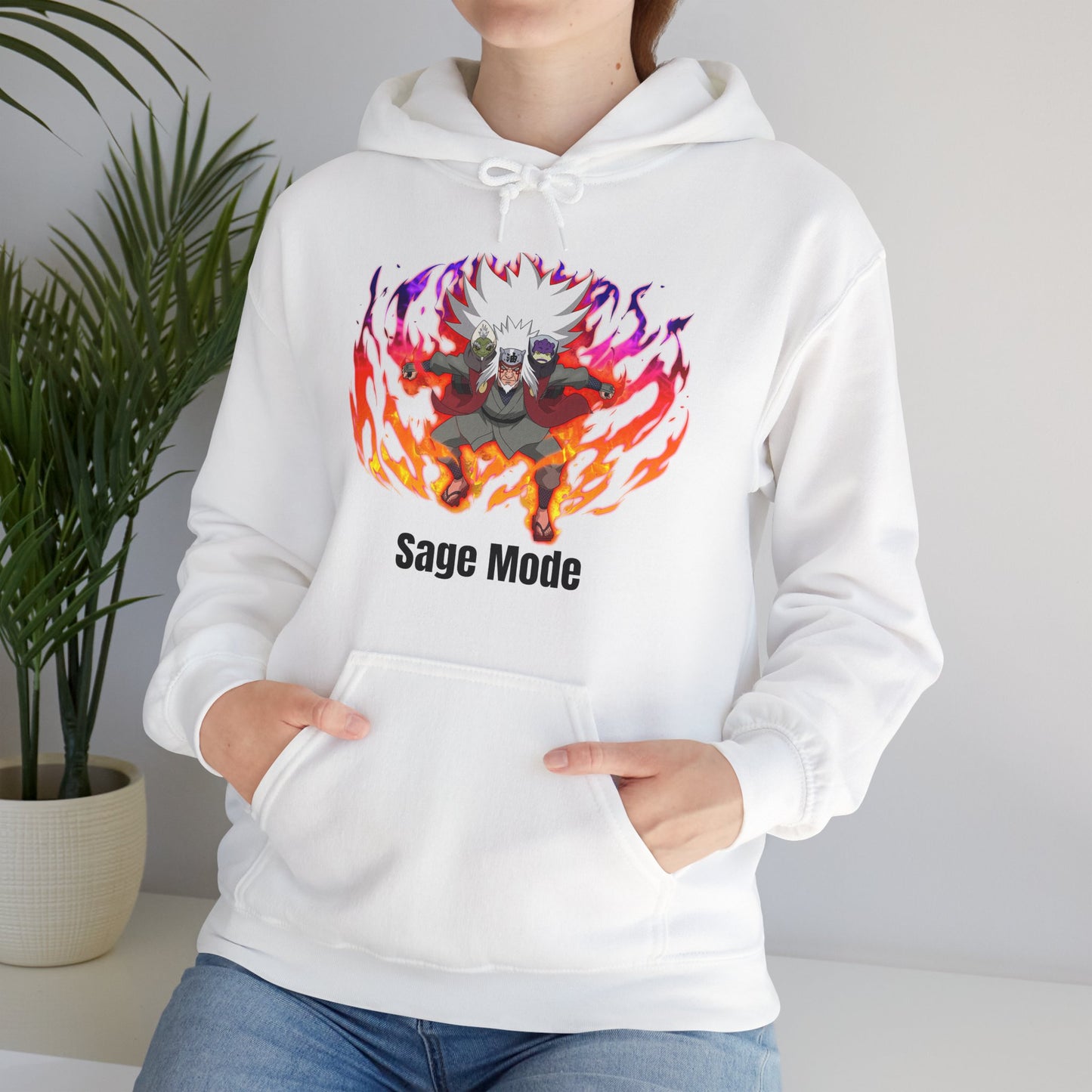 Naruto Shippuden - Powered Up Sage Mode Jiraiya White Unisex Hoodie