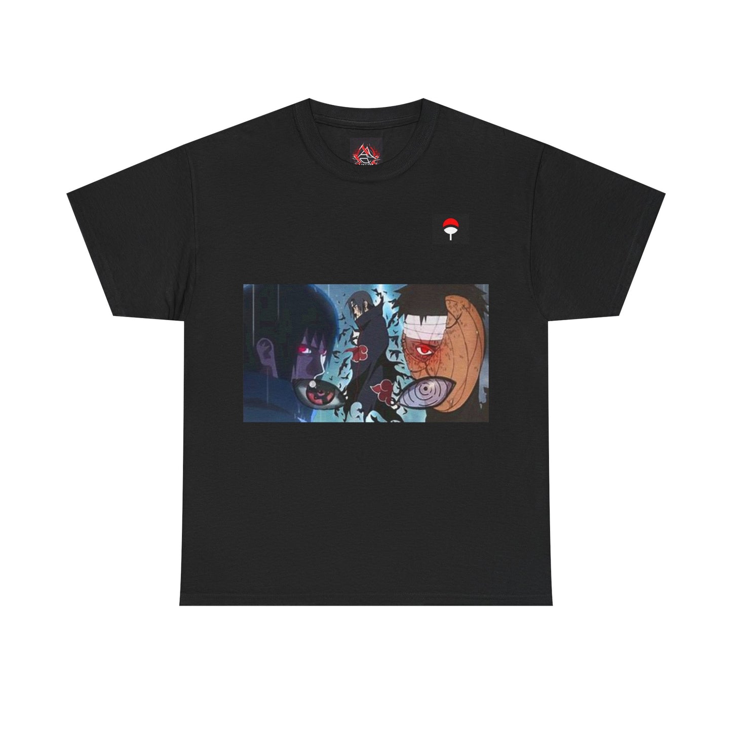 Naruto - Itchia and Sasuke with Obito Uchiha - Unisex Heavy Cotton Black TShirt