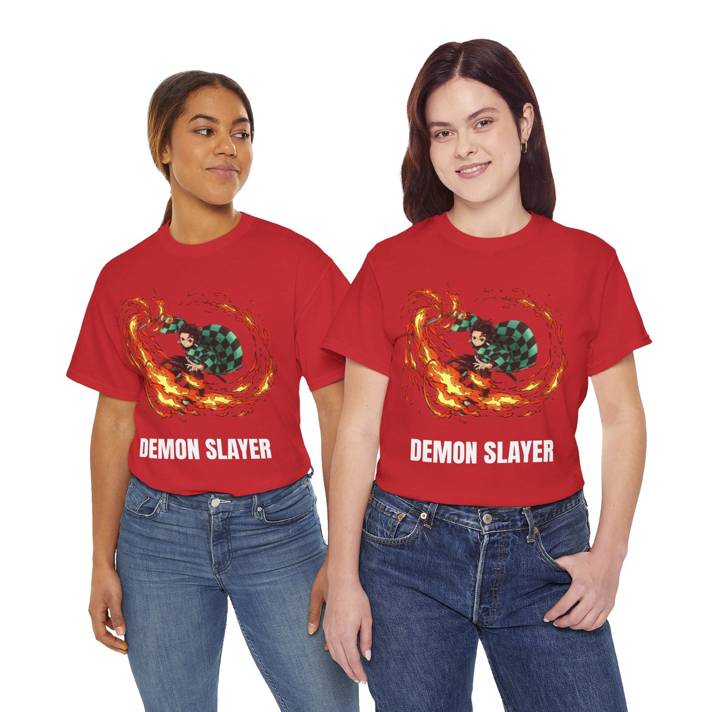 Demon Slayer - Tanjiro using Scorching Rising Sun Attack Unisex Multiple Colours Heavy Cotton T-Shirt - Anime Fan Shirt