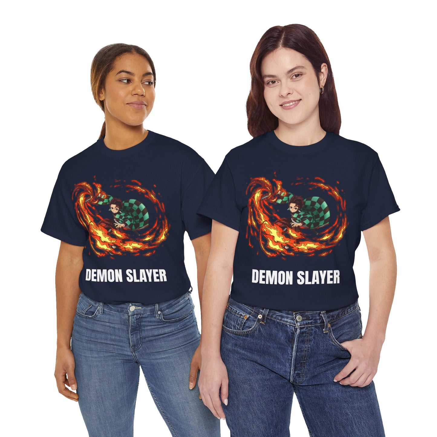 Demon Slayer - Tanjiro using Scorching Rising Sun Attack Unisex Multiple Colours Heavy Cotton T-Shirt - Anime Fan Shirt