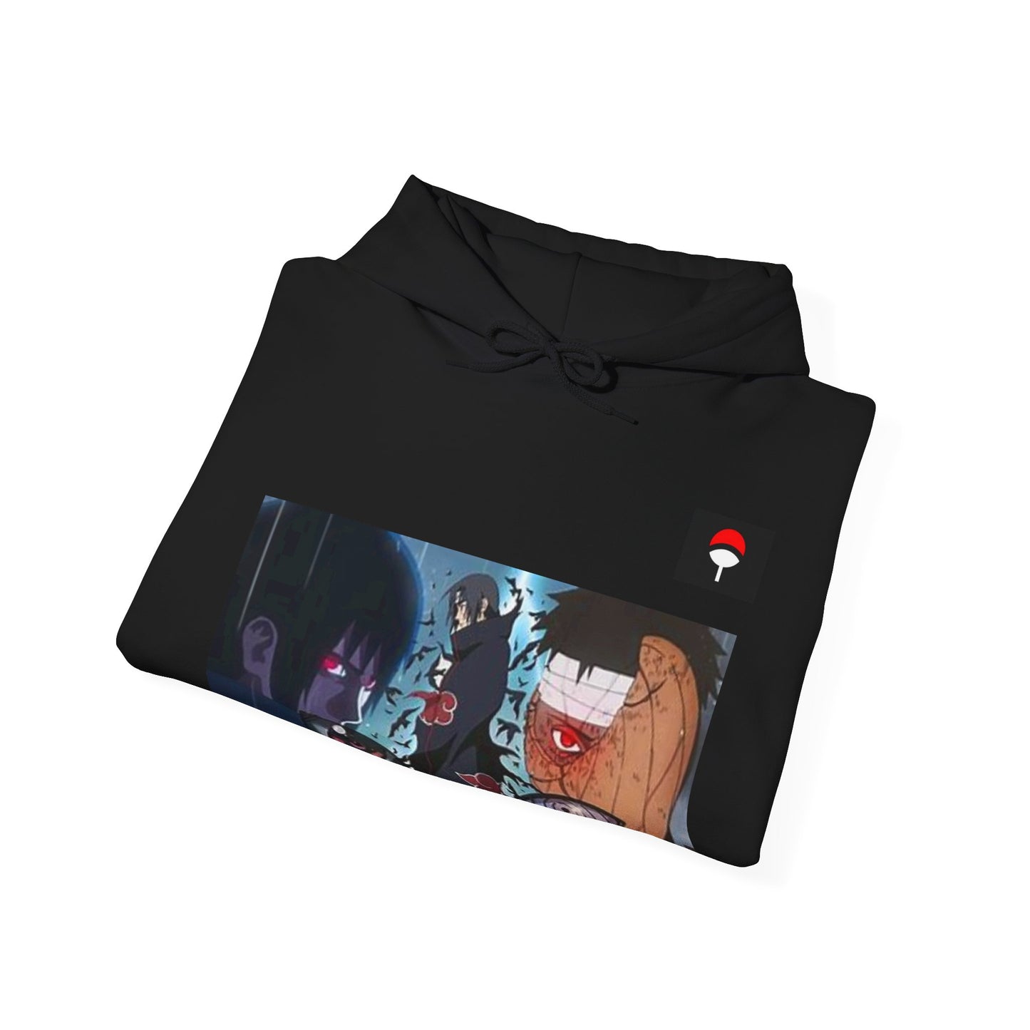 Naruto - Itchia and Sasuke with Obito Uchiha - Unisex Heavy Cotton Black Unisex Hooded Sweatshirt