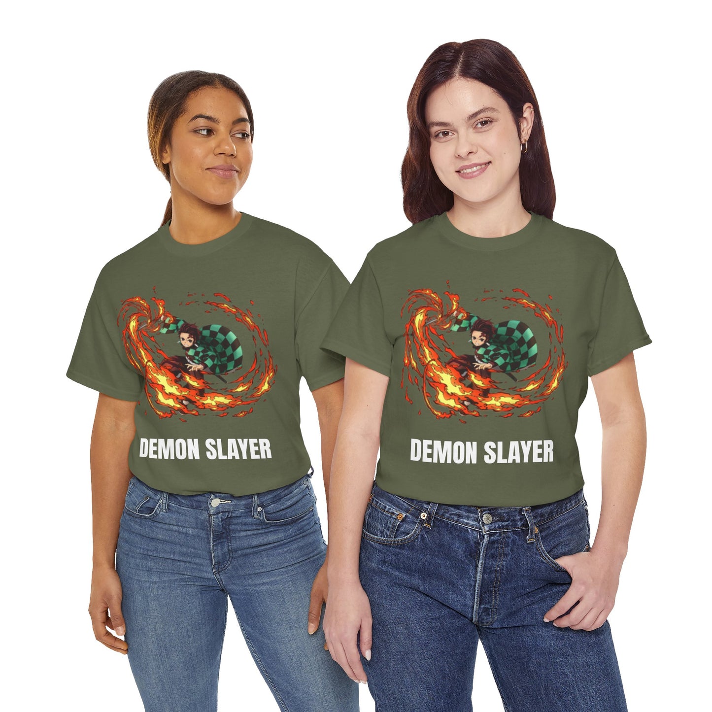 Demon Slayer - Tanjiro using Scorching Rising Sun Attack Unisex Multiple Colours Heavy Cotton T-Shirt - Anime Fan Shirt