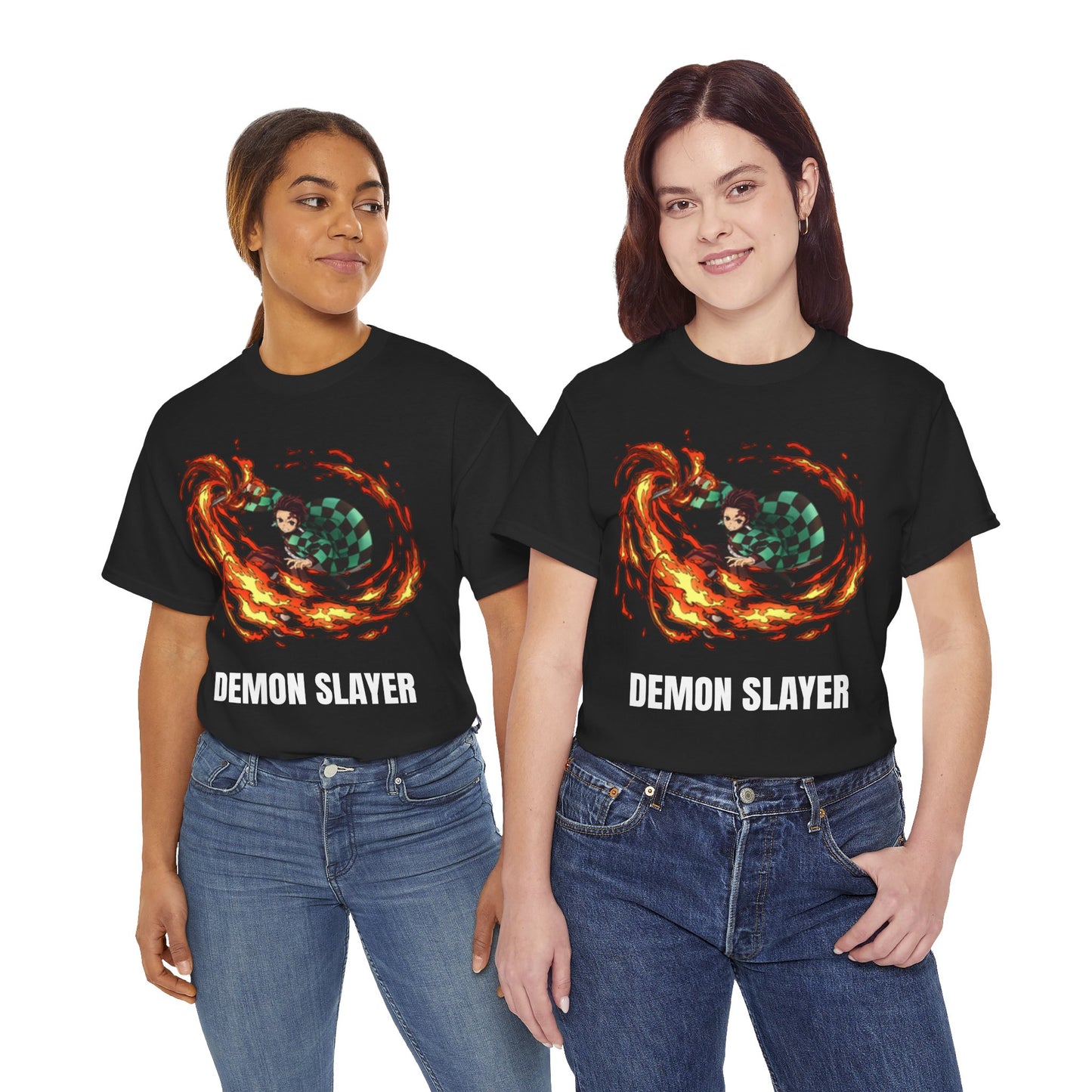 Demon Slayer - Tanjiro using Scorching Rising Sun Attack Unisex Multiple Colours Heavy Cotton T-Shirt - Anime Fan Shirt