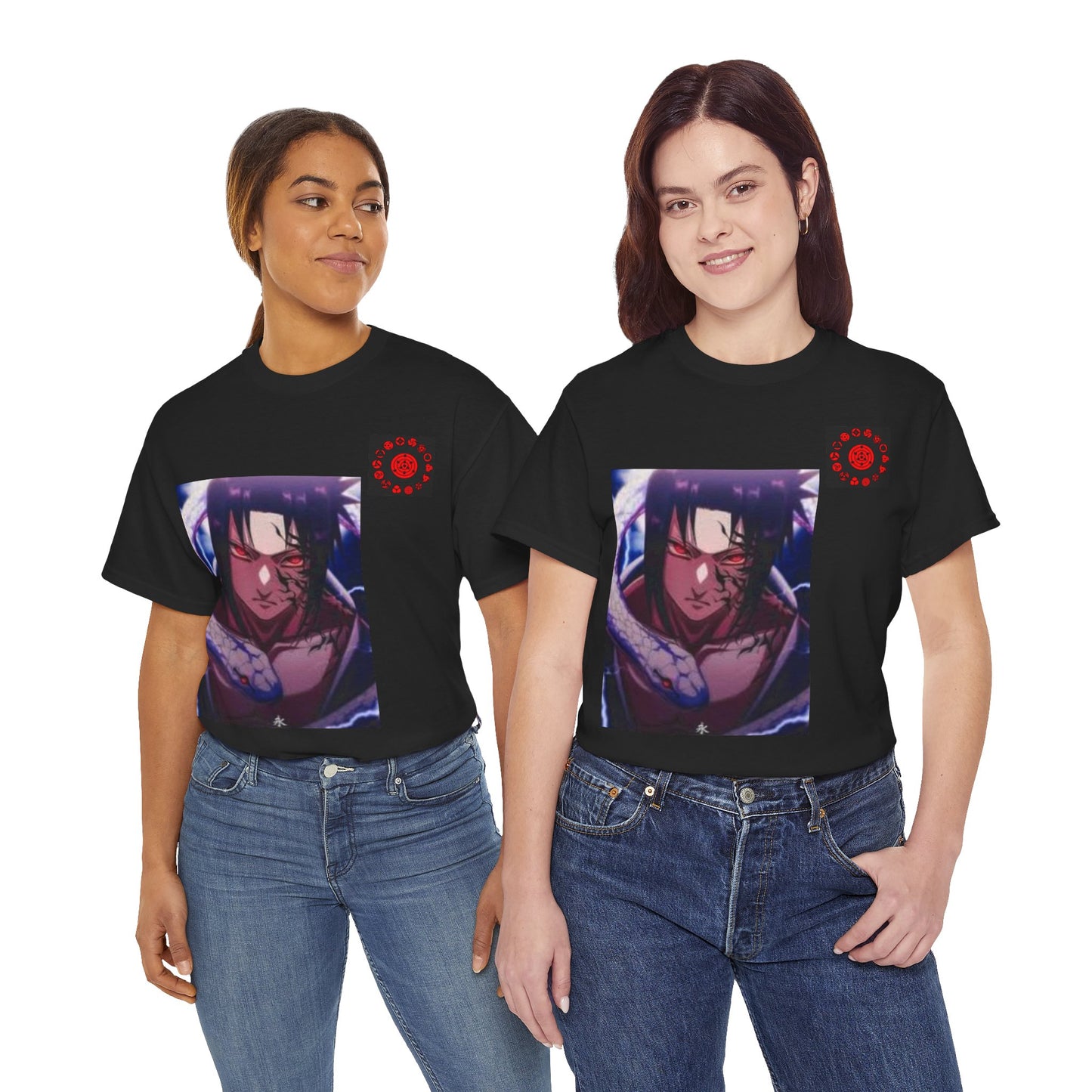 Naruto - Sasuke Uchiha with All Sharingan's Unisex Heavy Cotton T-shirt