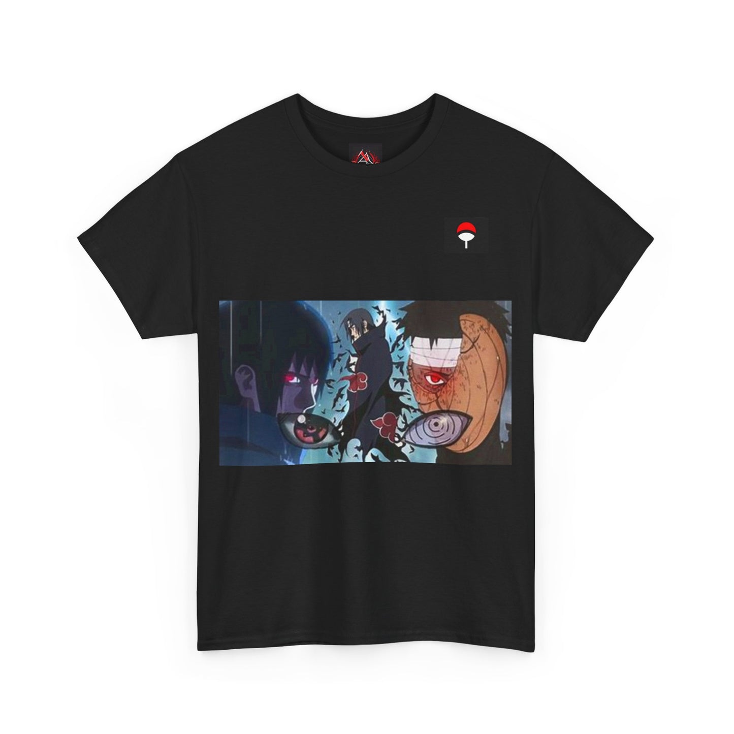 Naruto - Itchia and Sasuke with Obito Uchiha - Unisex Heavy Cotton Black TShirt