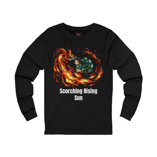 Demon Slayer  - Tanjiro using Scorching Rising Sun Unisex Long Sleeve T-Shirt
