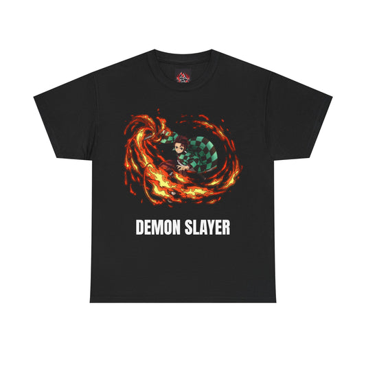 Demon Slayer  - Tanjiro using Scorching Rising Sun Attack Unisex Multiple Colours Heavy Cotton T-Shirt - Anime Fan Shirt