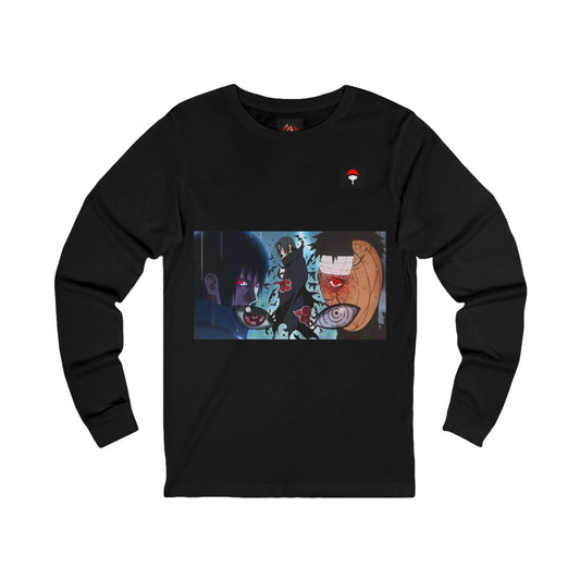 Naruto - Itchia and Sasuke with Obito Uchiha - Unisex Heavy Cotton Black Unisex Long Sleeve TShirt