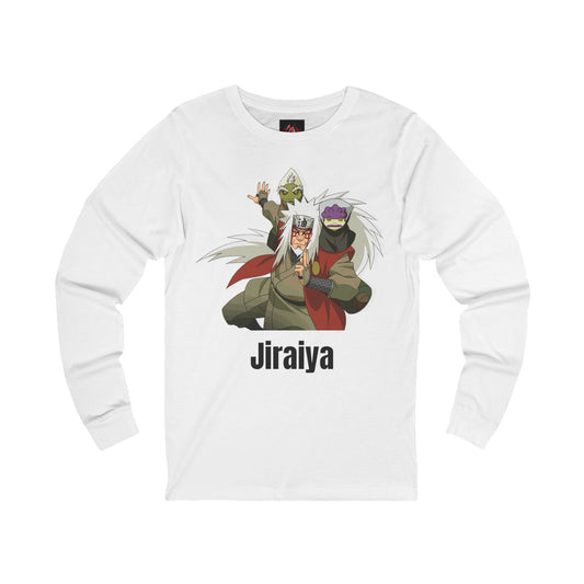 Naruto Shippuden - The Hidden Leaf's Jiraiya Sage Mode In White Unisex Jersey Long Sleeve T-Shirte